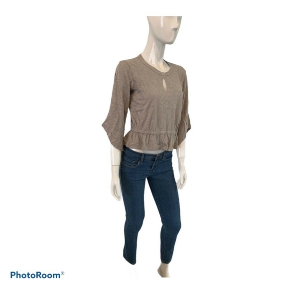 New M By Wilt 3/4 Flared Sleeves Gray Blouse XS Top Classic Shirt cotton size 2 - Picture 3 of 10